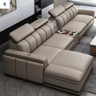 Simple Modern Sofa, Multifunctional Music Sofa, Living Room Leather Sofa Combination, Large and Small Leather Art Sofa