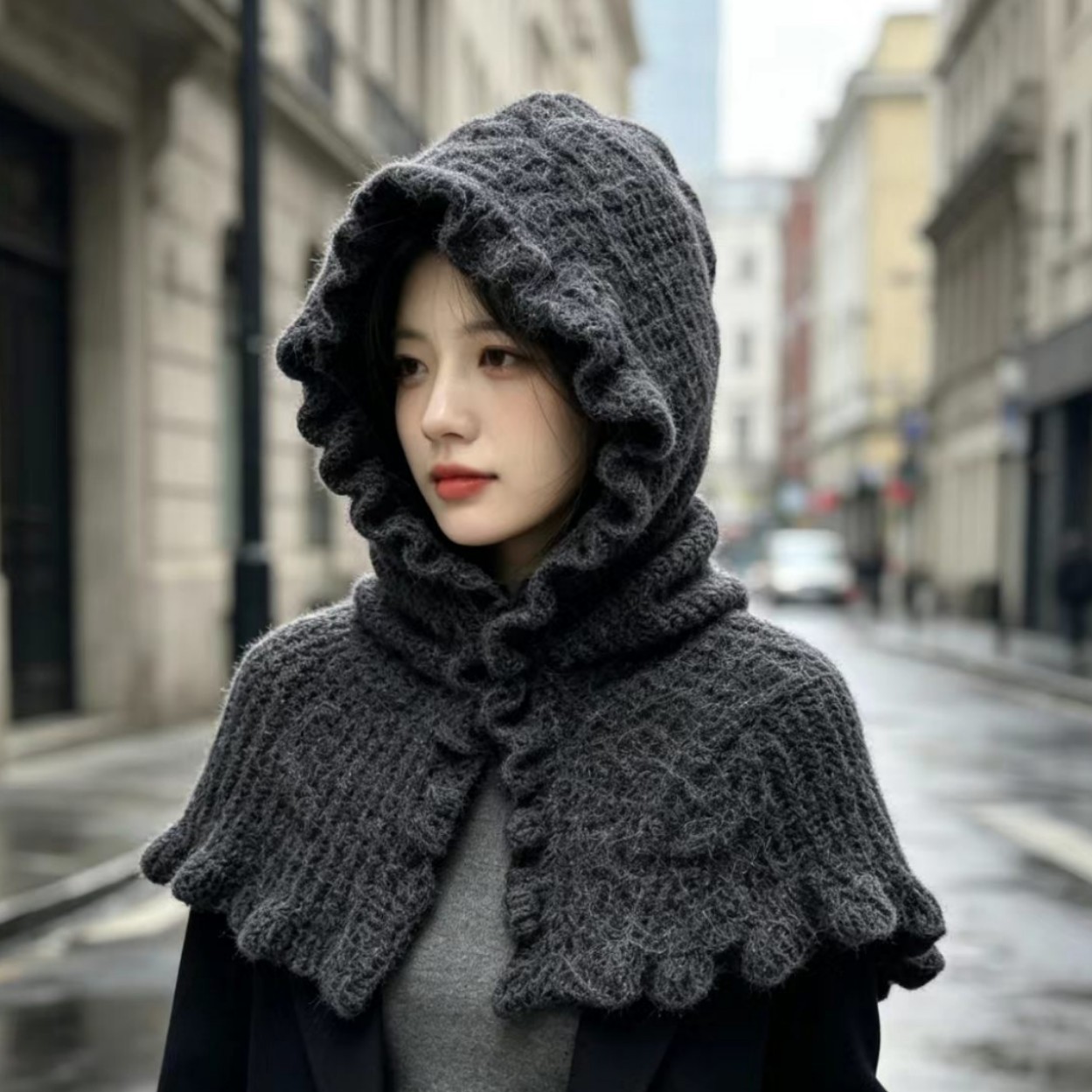 2026 New Balaclava Hat, High-Quality Wool Blend, Integrated Neck Warmer, Warm and Windproof Knit Hat for Women