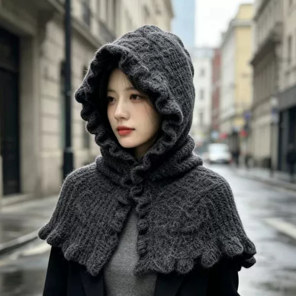 2026 New Balaclava Hat, High-Quality Wool Blend, Integrated Neck Warmer, Warm and Windproof Knit Hat for Women