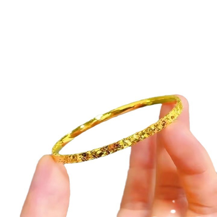 ベトナム沙金砕氷ブレスレット黄金色フラッシュ4mm全砕氷紋中実手環女性ファッション手飾り|undefined