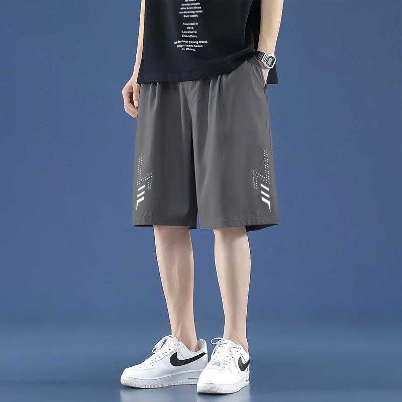 Summer Ice-Cool Quick-Dry Loose Sports Shorts for Men, Ice Silk Casual Breathable Versatile Knee-Length Pants, Air-Conditioning Pants, Trendy