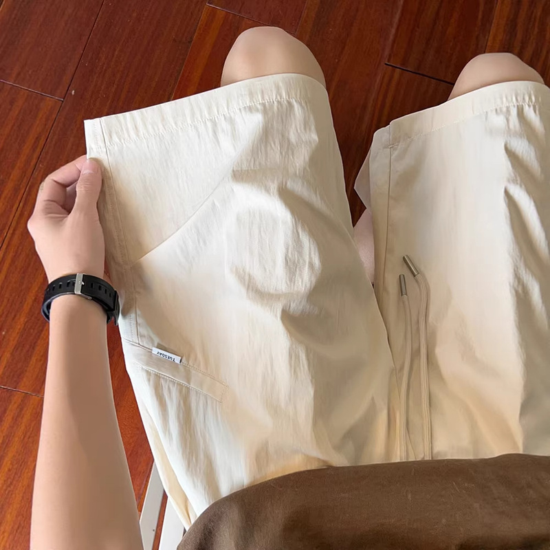 Japanese-Style Cityboy Solid Color Work Shorts for Men, Summer Thin Loose Casual Five-Point Pants for Men