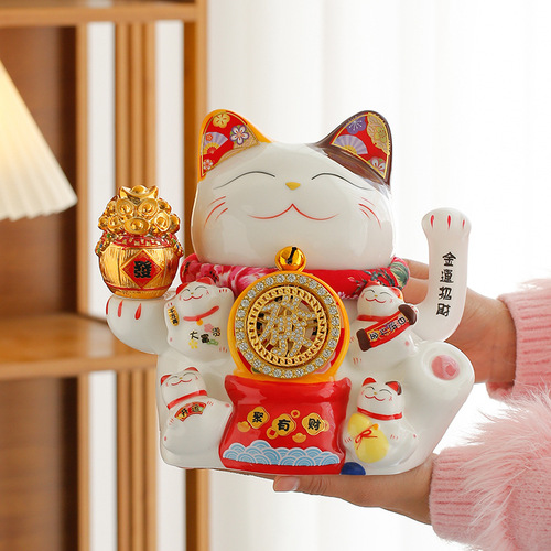 New store opening Lucky Cat as a congratulatory gift Electric hand crank front desk cashier Large Lucky Cat ceramic ornament gift