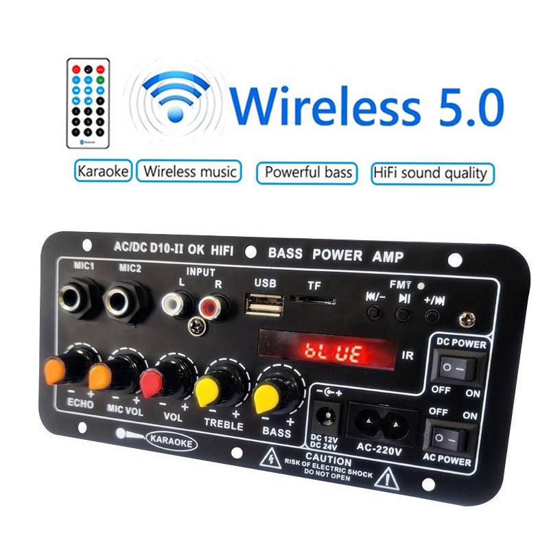 国境を越えたホット製品 12v24v220v ディスプレイ付き Bluetooth 車用サブウーファー アンプ ボード ホーム K ソング マイク|undefined