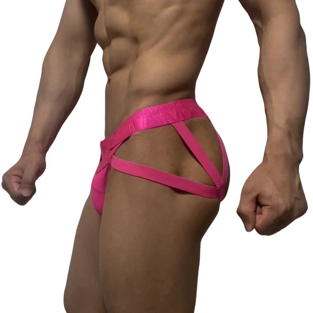 Ropa interior de los nuevos hombres hip lifting sexy Tanga transparente seda de hielo vinculante transparente sexy anillo de acero vendaje hueco tentación