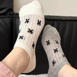 蝴蝶结袜子女ins潮夏季薄款船袜浅口隐形短袜防滑不掉跟船袜夏天