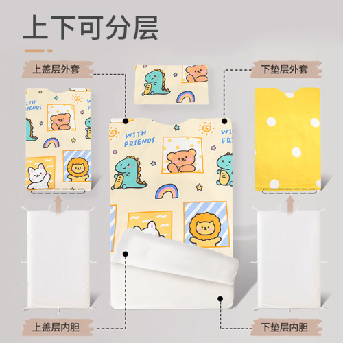 Cross-border Mid-to-Large Children's Sleeping Bag, Four-Season Style, with Cartoon Prints—Pure Cotton Anti-Kick Blanket, Thickened for Spring, Autumn, and Winter
