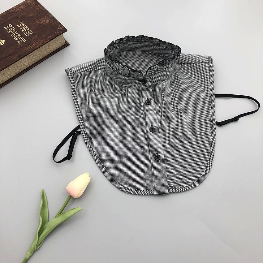 블랙 체크 스탠드 칼라