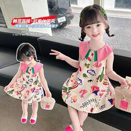 女童夏装2025新款裙宝宝连衣裙翻领夏季儿童裙子女小童夏款背心裙
