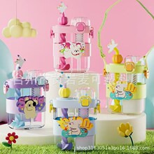 儿童饮水分格杯搅拌水杯一杯双饮吸管杯学生上学便携运动塑料水壶