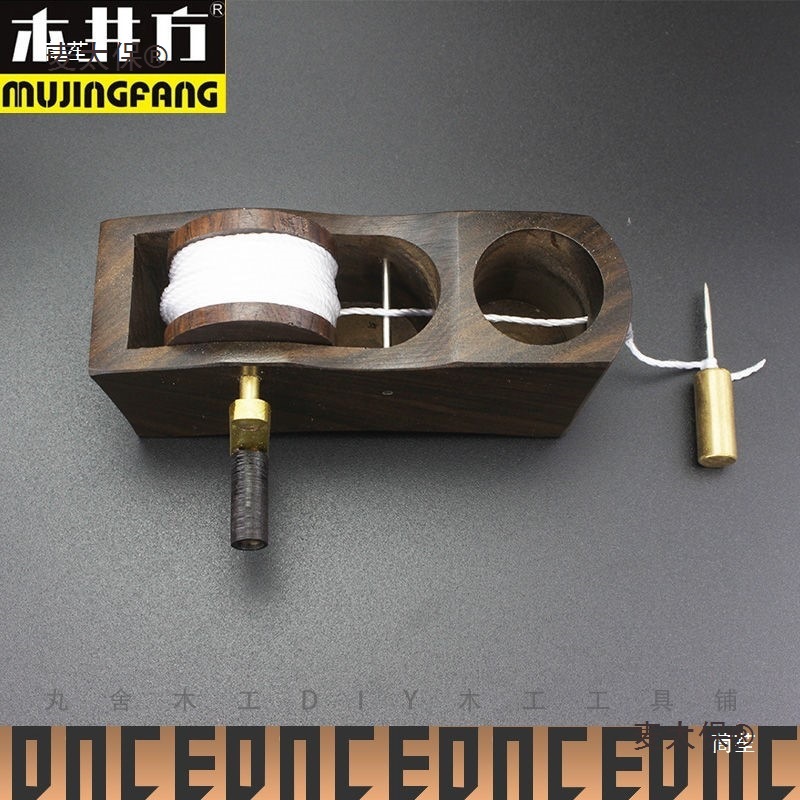 木井方墨斗手摇式墨盒划线器 木工工具DIY黑檀木画线迷你传麦太保