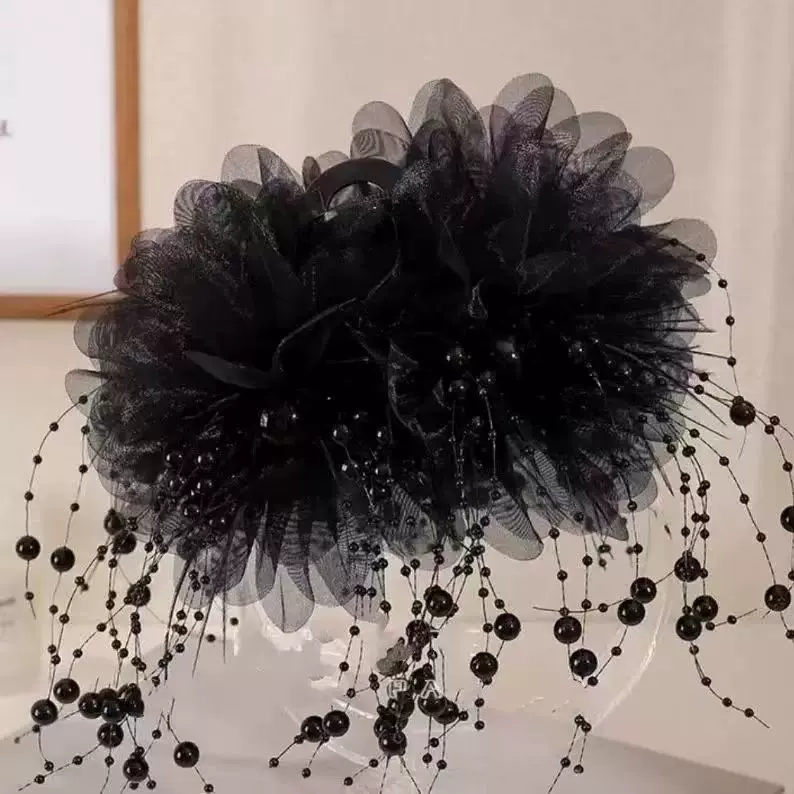 Peony Flower Hair Clip (Crab Pin) — Large Decorative Hair Grip, Black or Coffee, High-Quality