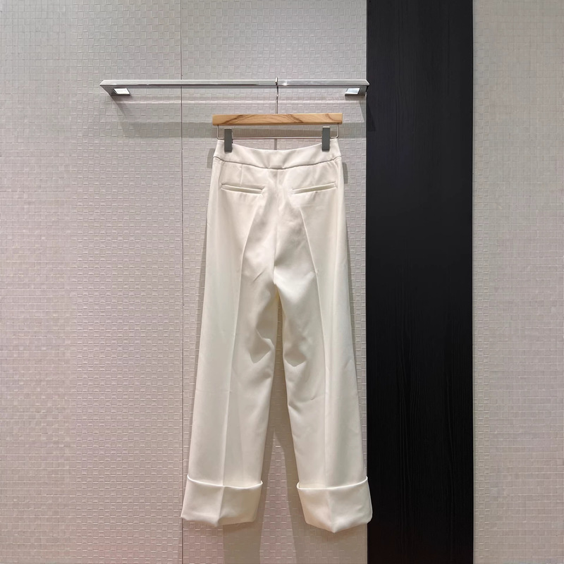 2026 Spring/Summer New French Style Socialite High-Waisted Straight-Leg Trousers with Faux Pocket Design and Mid-Seam Line for a Leg-Lengthening Effect