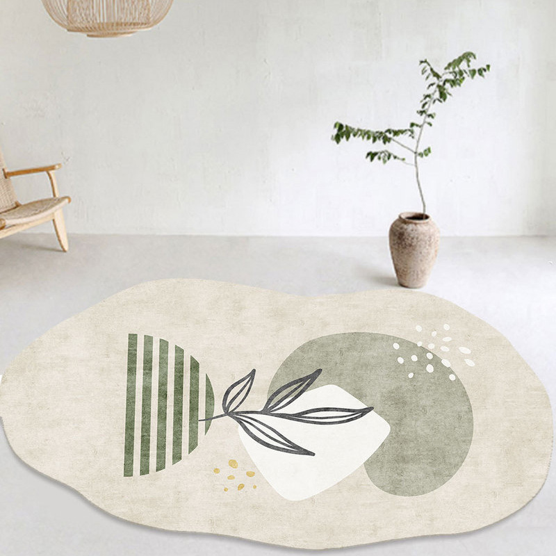 Ins-style irregular wave-shaped faux cashmere rug, simple and dirt-resistant, suitable for living room, sofa, coffee table, bedroom, and bedside decoration