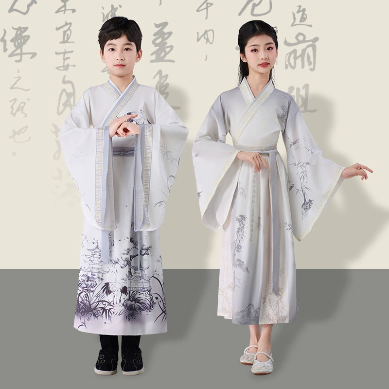 Ханфу для мальчиков и малышей, китайский костюм для выступлений для девочек, традиционная китайская одежда для детей, костюм конфуцианства для учащихся начальной школы.