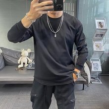 2024男长袖t恤秋季打底衫长袖秋季港风印花宽松潮流上衣一件代发