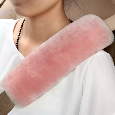Wool Safety Belt Shoulder Pad Seat belt shoulder pad - smoky-pink-expanded-flat-dimensions-25cm-long-and-8cm-wide