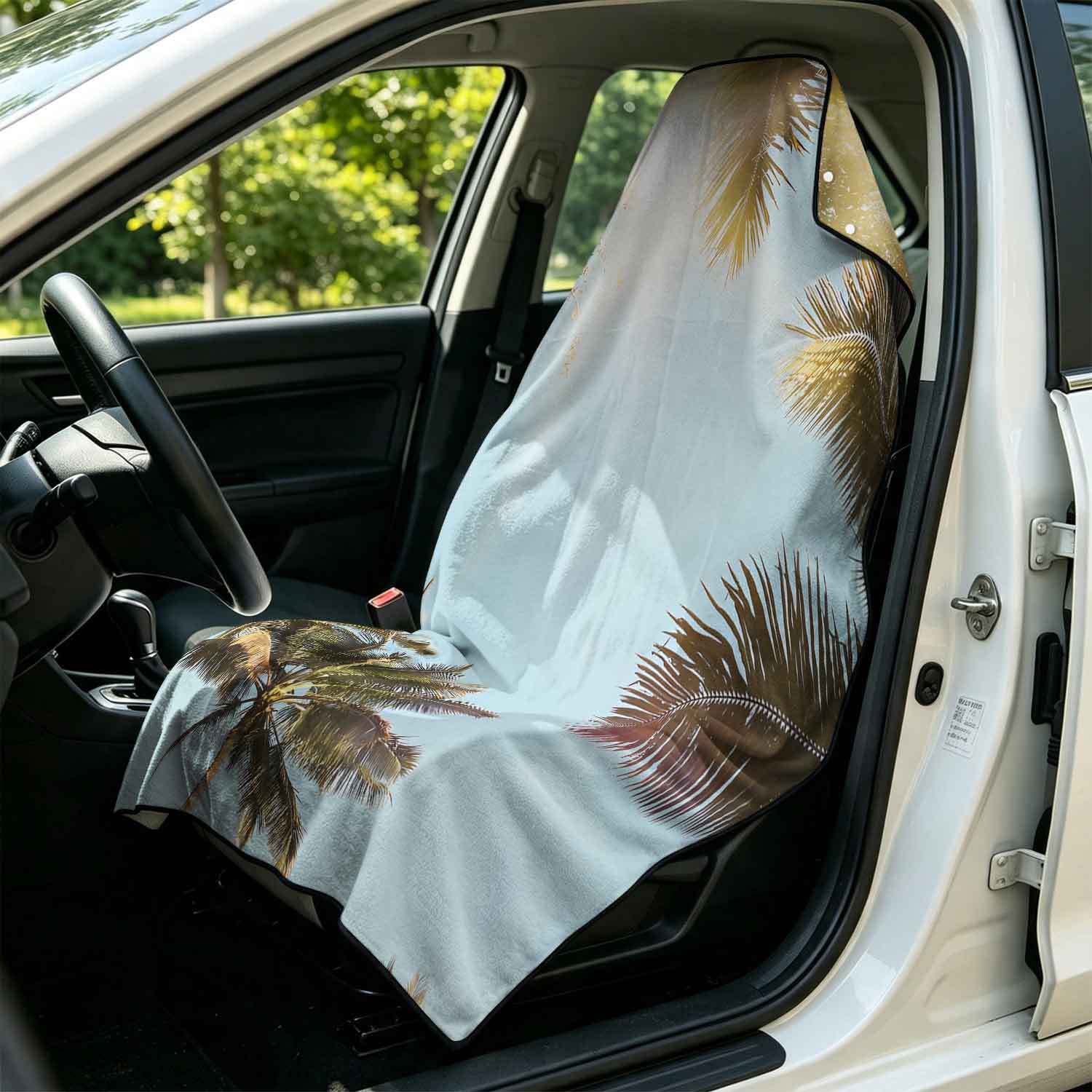 Printed bath towel and car seat cover 2-in-1, ultra-fine fiber outdoor beach and car dual-use universal seat cushion