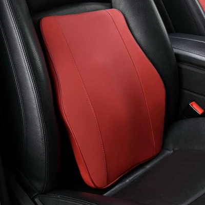 Neck Pillow, Car Memory Foam – Headrest - leather-lumbar-support-martha-red