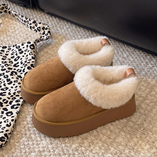 厚底增高雪地靴女2025年冬季新款短筒棉靴皮毛一体加厚保暖雪地靴