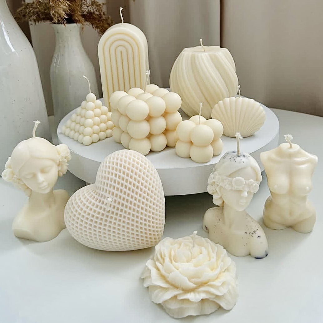 Nueva línea geométrica nórdica, vela de aromaterapia columnar, vela de fragancia blanca sin humo, decoración del hogar transfronteriza