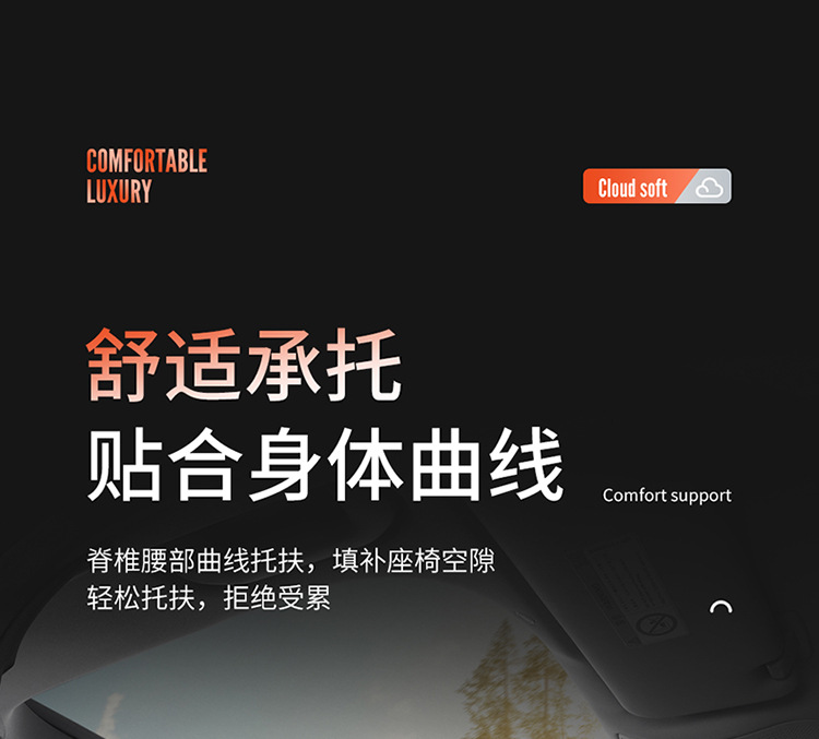 Biological Velvet Headrest, Lumbar Support, Headrest, Car-Mounted Rebound, Comfortable Driving, Long-Term Sitting, Not Tired, Relieving Waist Pressure Wholesale