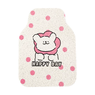Mat Mud Scraper Colorful Stain-Resistant | Avtomobil döşəmə paspasları - pink-dot-puppy-silk-circle-5050cm-single-rear-row