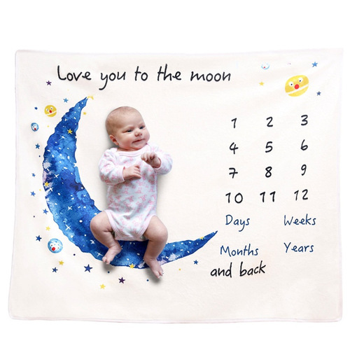 Baby Photography Photo Blanket Flannel Milestone Photo Blanket Photography Props Growth Memorial Blanket Cover Air Conditioning Blanket