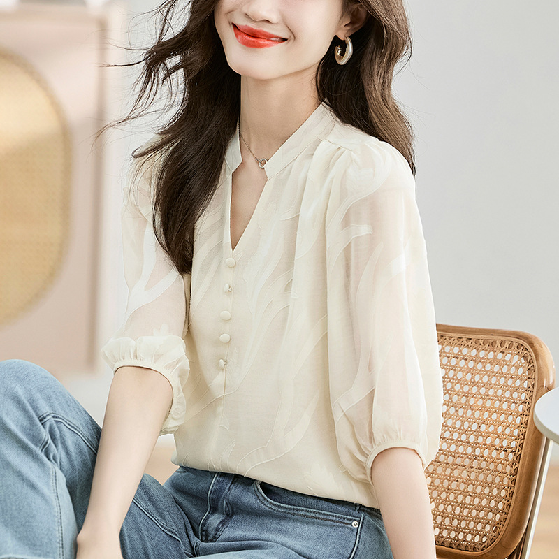 Black shiffon summer fashionable shirt