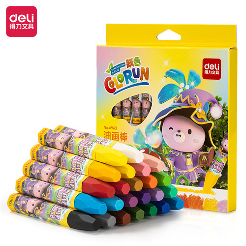 Deli 6963 oil pastels 24 colors children's painting color crayons student art painting supplies toddlers graffiti pens