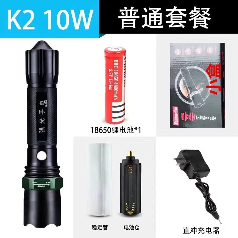 ミラーにまたがる新型led充電ズームアルミニウム合金屋外防水強光多機能家庭用携帯懐中電灯|undefined