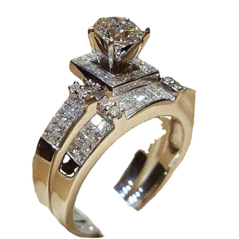 Zhen Rong wish best selling new imitation zircon eight heart eight arrows ring women's European and American fashion full diamond engagement ring