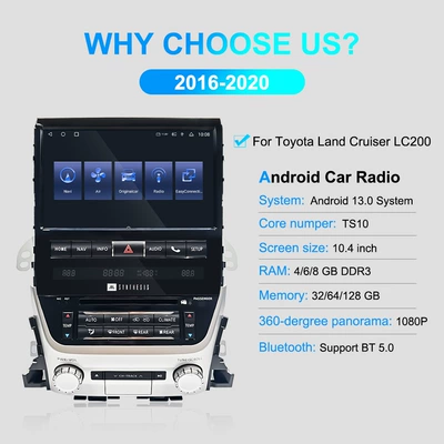 Suitable for Toyota Land Cruiser Land Cruiser Lc200 Android Large-Screen Car Navigation All-In-One Machine