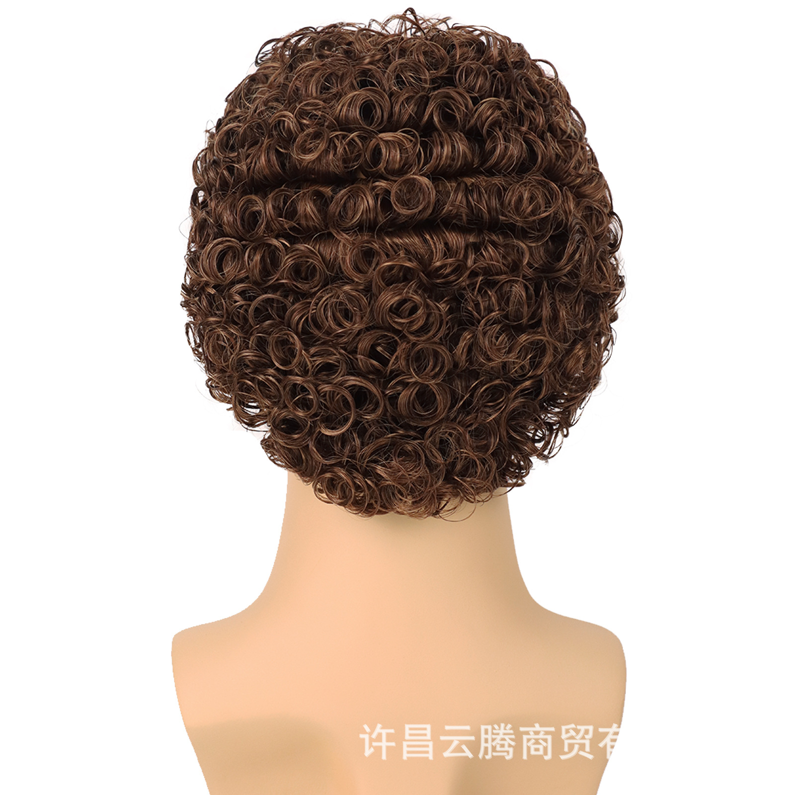 En stock y entrega rápida suministro directo de fábrica peluca europea y americana de los hombres de lana rizado cabeza cubierta pequeña rizado Pelo Corto cabeza cubierta Afro peluca