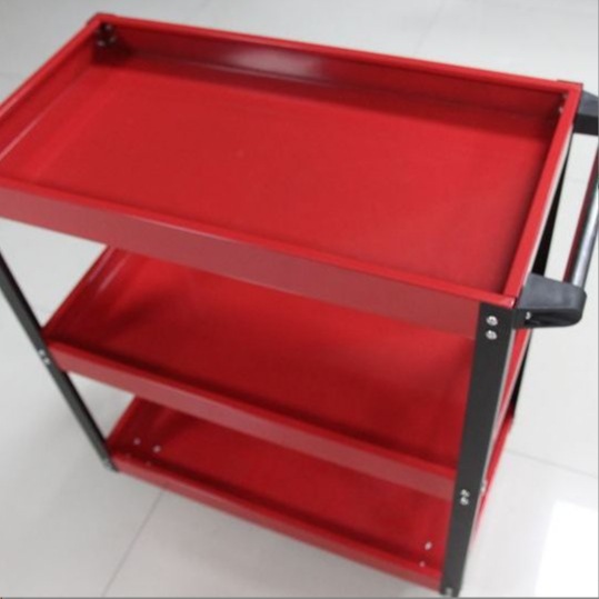 Carro de herramientas de tres capas, carro de reparación y reparación de automóviles, estante de almacenamiento multifuncional, caja de empuje manual tipo cajón de taller móvil de subcapa