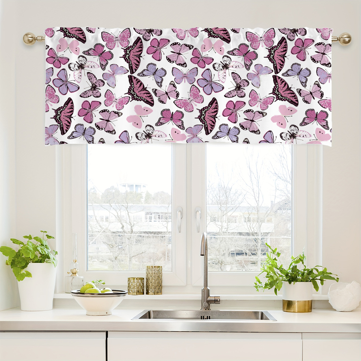 Modern Minimalist Butterfly Pattern Curtains For Kitchen Living Room_voghion.com