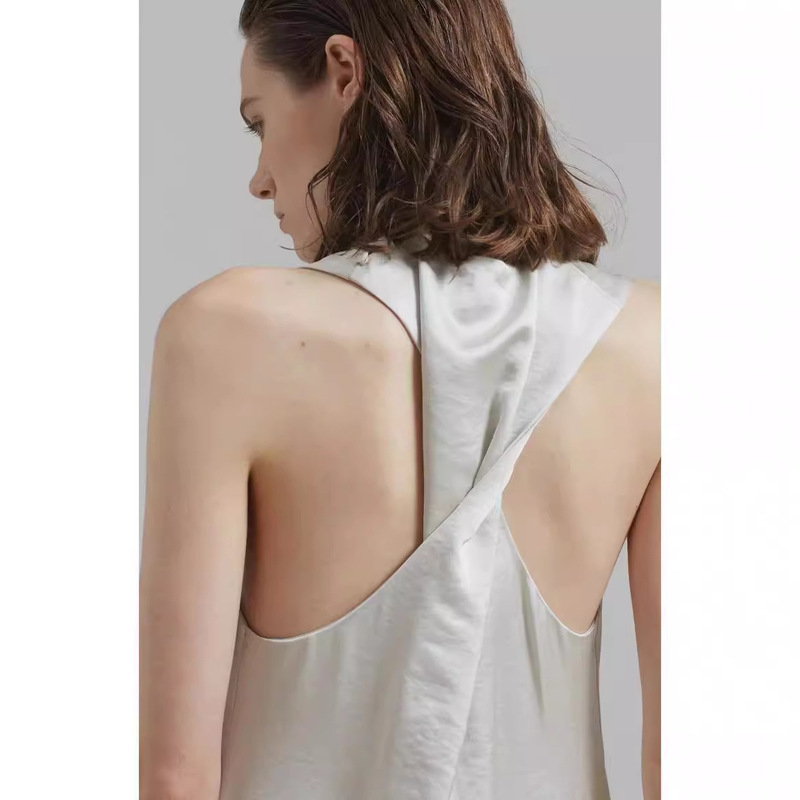 ART frankie shop summer new satin glossy twist backless slit long dress