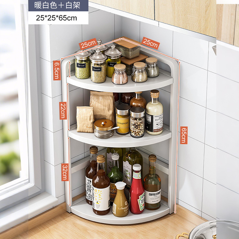 Esquina cocina condimento almacenamiento rack hogar Mesa triángulo condimento aceite sal salsa vinagre condimento almacenamiento rack