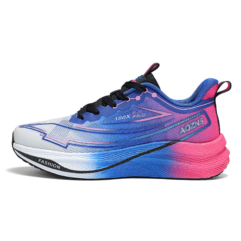 2025 nuevo ultra ligero malla transpirable zapatos de carrera hombre retro amortiguador antideslizante explosión placa de carbono zapatillas de carreras de moda