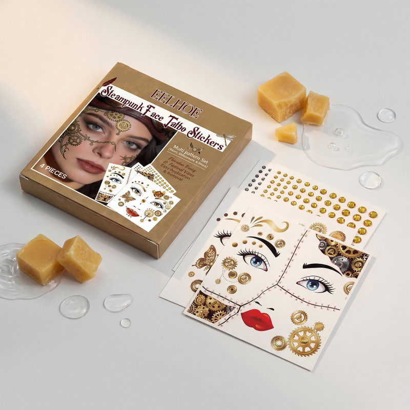 Eelhoe Punk Style Face Tattoo Sticker Set - Unique Atmosphere Party Makeup, Eye-Catching, Lightweight, and Well-Fitting
