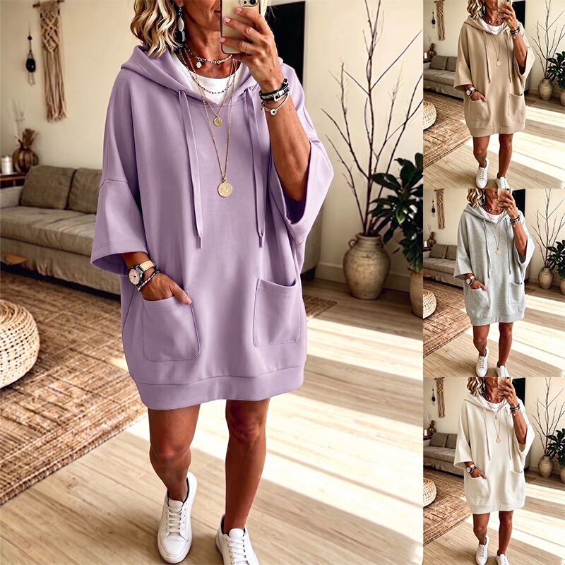 2026 European and American Autumn/Winter New Women's Sweatshirt Casual Hooded Solid Color Long Sleeve Top Amazon TIKTok In Stock 2026 European and American Autumn/Winter New Women's Sweatshirt Casual Hooded Solid Color Long Sleeve Top Amazon TIKTok In Stock