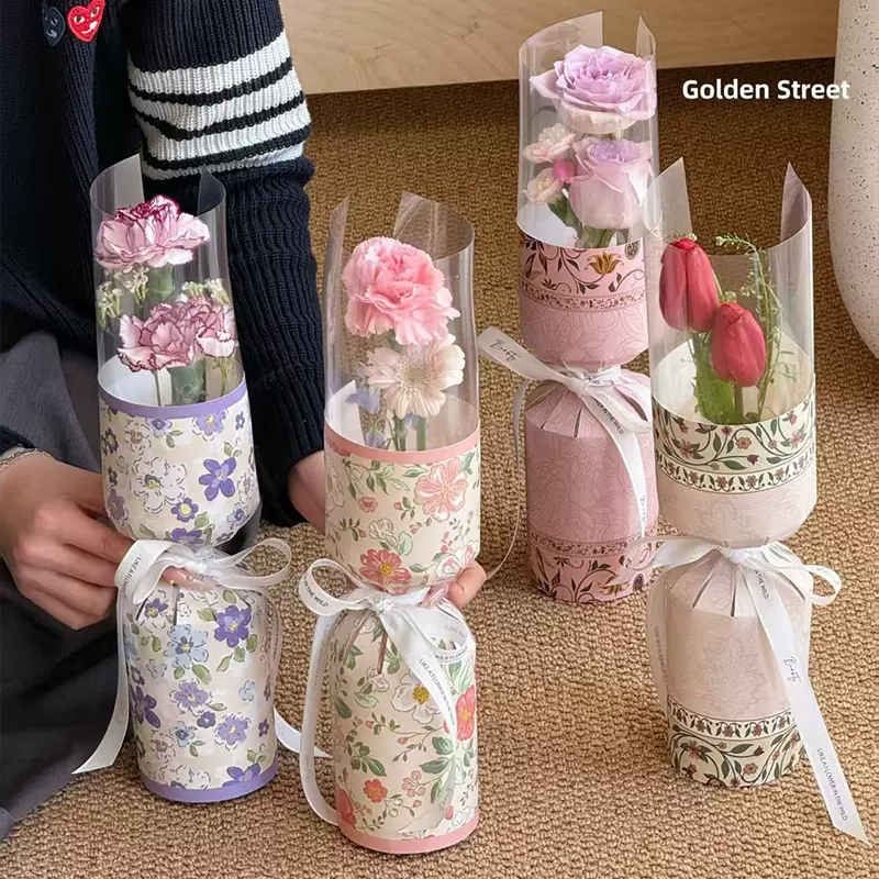 小碎花单支定型片一体式康乃馨包花神器鲜花包装纸花艺手工材料