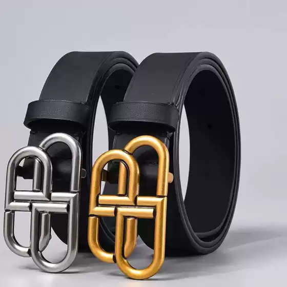 Classic men's and women's belt casual belt BB buckle pants belt versatile men's and women's internet celebrity niche light luxury pants belt