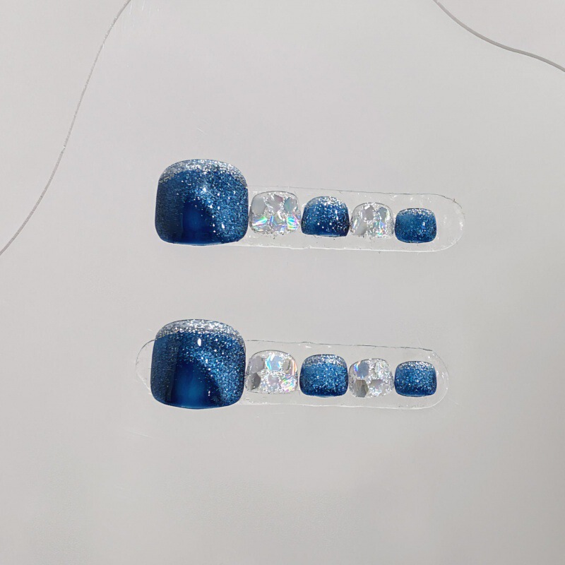 [Foot Armor] Pure handmade original wearing armor blue foot nail patch nail art finished net red wearing armor advanced feeling