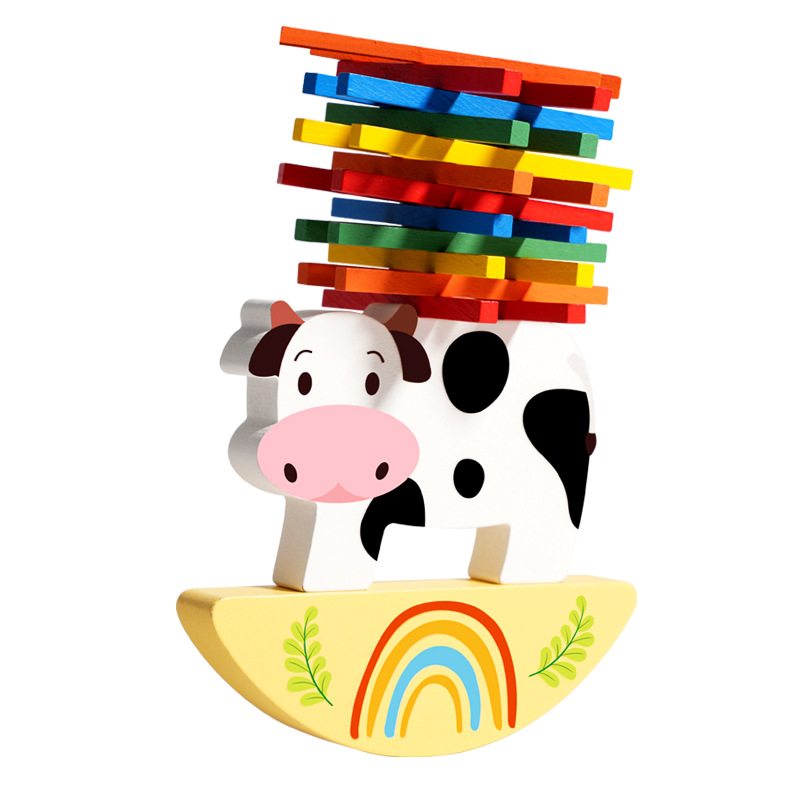 Madera para niños, bloques de construcción de alta inteligencia, juguetes de educación temprana para niños, coordinación mano-ojo, juego de equilibrio de leche al por mayor