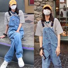 卓雅舞者 2023夏季新款大表姐同款工装风宽松牛仔水洗背带裤50969