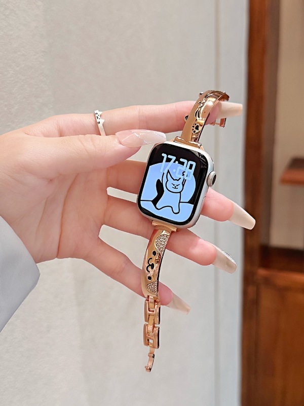 猫狗双全手镯镶钻金属表带适用S10苹果Apple watch手表iwatch腕带|undefined