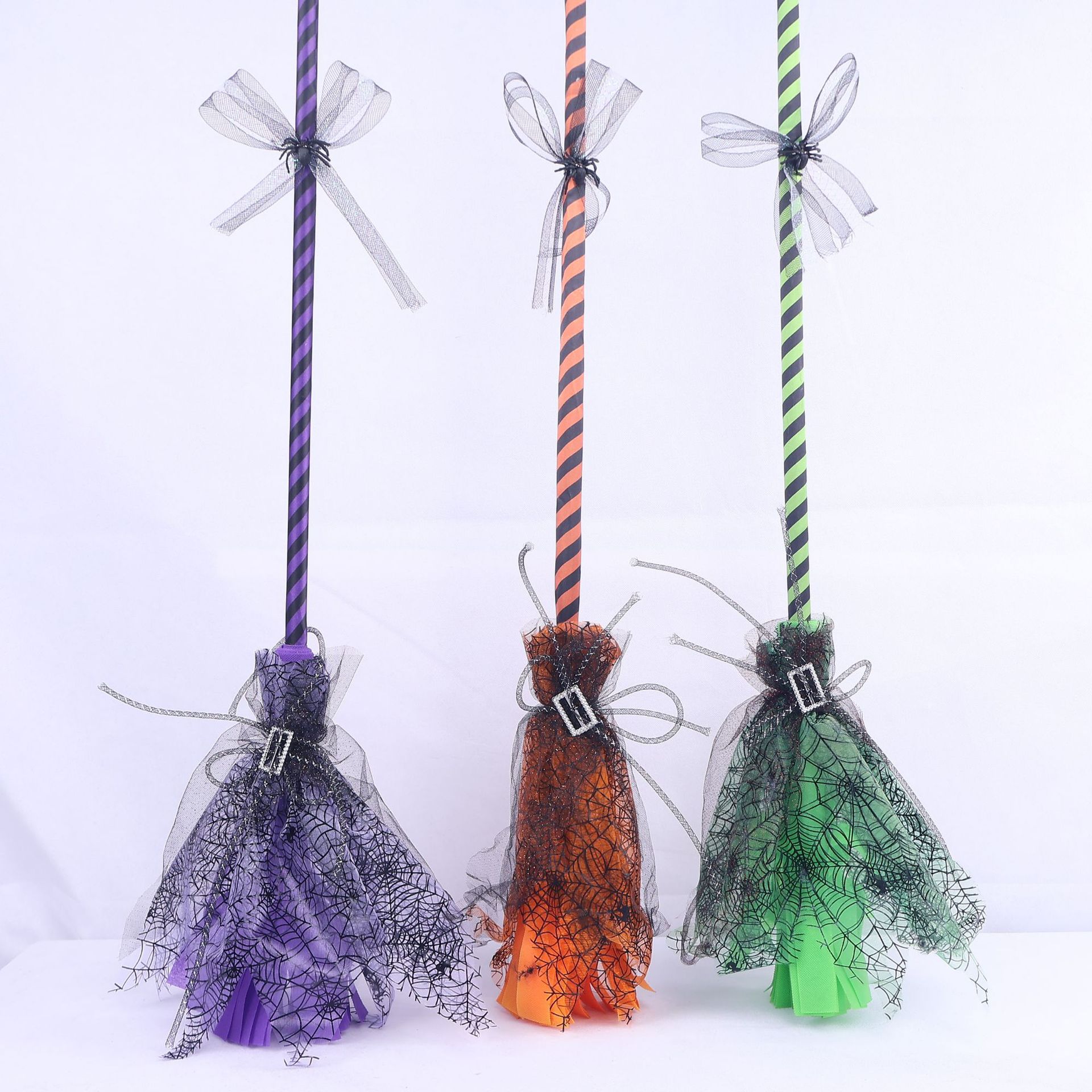 Decoración de Halloween arco malla escoba mágica accesorios de fiesta de Halloween arco bruja escoba personalizada