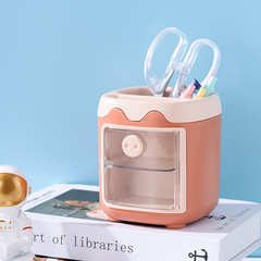 New Cute Creative Style Piggy Desk Organizer with Multi-Compartment Drawer Pen Holder Stationery Storage Bin for Girls Student Desk Accessory