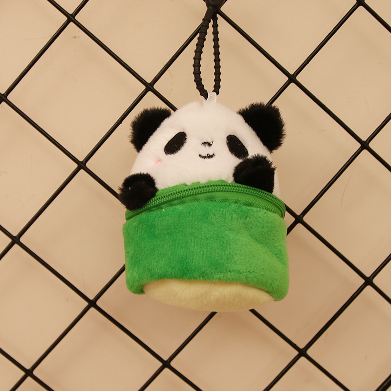 Muñeca de panda de tubo de bambú, monedero de muñeca de trapo, juguete de felpa de simulación en blanco y negro, regalo conmemorativo promocional de Sichuan